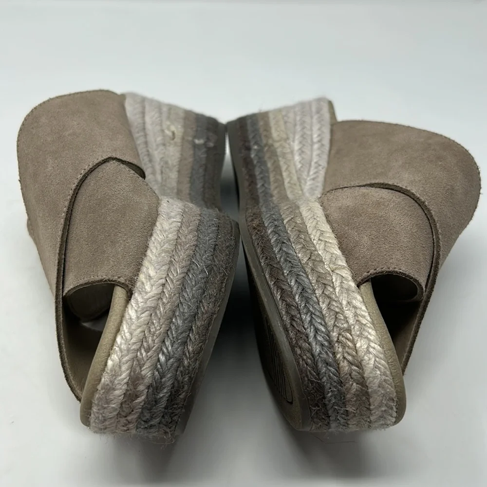 Apaseart Tan Neutral Colored Straw Bottom Platform Sandals Made In Spain Size 37